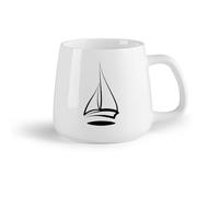 AYUEHBN Frutta in ceramica Tazze da caffè in ceramica bianca Barca a vela Mare Oceano Nave （14oz/400ml） per caffè, zuppa, tè, latte, latte macchiato, cioccolata calda, donna, uomo