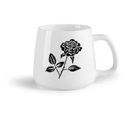 AYUEHBN Frutta in ceramica Tazze da caffè in ceramica bianca Bellissimo bocciolo di fiore, rosa, spine, foglie （14oz/400ml） e adatte al microonde