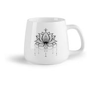 AYUEHBN Frutta in ceramica Tazze da caffè in ceramica bianca Centro Yoga Fiore di Loto Simbolo Zen Armonia （14oz/400ml） Cappuccino, latte macchiato, tè, espresso