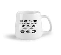 AYUEHBN Frutta in ceramica Tazze da caffè in ceramica bianca Collezione Corone Re Regina Segno Regno （14oz/400ml） per caffè, zuppa, tè, latte, latte macchiato, cioccolata calda, donna, uomo