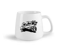 AYUEHBN Frutta in ceramica Tazze da caffè in ceramica bianca Corsa Auto Motore Arrivo Partenza Auto Vincitore （14oz/400ml） Un bel regalo di Natale