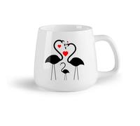 AYUEHBN Frutta in ceramica Tazze da caffè in ceramica bianca Famiglia di fenicotteri rosa Uccelli straordinari （14oz/400ml） Regalo per uomo o donna
