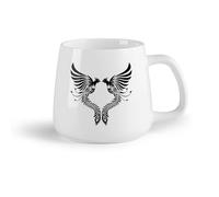 AYUEHBN Frutta in ceramica Tazze da caffè in ceramica bianca Fenice Animali fantastici Uccelli （14oz/400ml） Lavabile in lavastoviglie, adatto al microonde, per ufficio e casa