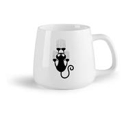 AYUEHBN Frutta in ceramica Tazze da caffè in ceramica bianca Gatto che graffia animale domestico gattino （14oz/400ml） per bevande calde, latte macchiato, cappuccino