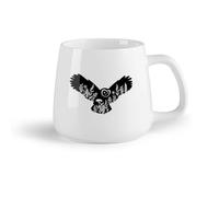 AYUEHBN Frutta in ceramica Tazze da caffè in ceramica bianca Gufo Uccello Notturno Fiori Naturali （14oz/400ml） per caffè, zuppa, tè, latte, latte macchiato, cioccolata calda, donna, uomo