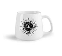 AYUEHBN Frutta in ceramica Tazze da caffè in ceramica bianca Meditazione rilassante Girl Circle Yoga Studio （14oz/400ml） Lavabile in lavastoviglie e adatto al microonde