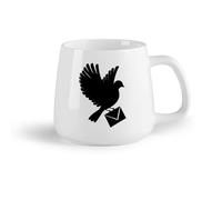 AYUEHBN Frutta in ceramica Tazze da caffè in ceramica bianca Portalettere White Dove Peacemaker Bird Fly （14oz/400ml） per bevande calde, latte macchiato, cappuccino