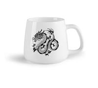 AYUEHBN Frutta in ceramica Tazze da caffè in ceramica bianca Stile asiatico mitologia fantasy drago cinese （14oz/400ml） Cappuccino, latte macchiato, tè, espresso