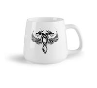 AYUEHBN Frutta in ceramica Tazze da caffè in gres con manico Drago a due teste Fantastic Myth Beasts （14oz/400ml） Regalo divertente per amanti del caffè, migliori amici, colleghi e amici