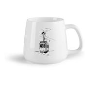 AYUEHBN Frutta in ceramica Tazze da caffè in gres con manico Illustrazione di un vecchio tram, schizzo retrò （14oz/400ml） Regalo per uomo o donna