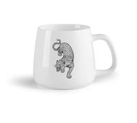 AYUEHBN Frutta in ceramica Tazze da caffè in gres con manico Leopardo Predatore Animale Grande Felino Zoo （14oz/400ml） Lavabile in lavastoviglie e adatto al microonde