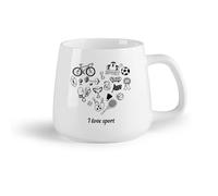 AYUEHBN Frutta in ceramica Tazze da caffè in gres con manico Lettera I Love Sport Bowling Tennis Bicicletta （14oz/400ml） Ottimo per casa, ufficio, bar, idee regalo