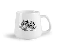 AYUEHBN Frutta in ceramica Tazze da caffè in gres con manico Ornamento tribale animale africano elefante （14oz/400ml） Ottimo per casa, ufficio, bar, idee regalo
