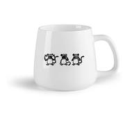 AYUEHBN Frutta in ceramica Tazze da caffè in gres con manico Tre scimmie sagge Animali Buddismo Giappone （14oz/400ml） Tazza da caffè in ceramica per cappuccino, tè, latte,