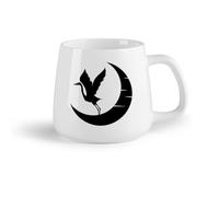 AYUEHBN Frutta in ceramica Tazze da caffè in gres con manico Uccello che vola con la luna crescente di notte （14oz/400ml） Uso in bar o ristorante