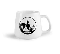 AYUEHBN Frutta in ceramica Tazze da caffè in gres con manico Yoga Meditazione Ragazza Zhen Yin Yang Filosofia （14oz/400ml） e adatte al microonde