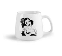 AYUEHBN Frutta in ceramica Tazze da caffè in porcellana Acconciatura da ragazza africana, trucco retrò per il viso di una donna （14oz/400ml） per casa o lavoro