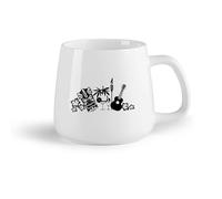 AYUEHBN Frutta in ceramica Tazze da caffè in porcellana Maschera per chitarra in stile spiaggia tropicale con fiori （14oz/400ml） Regalo per uomo o donna