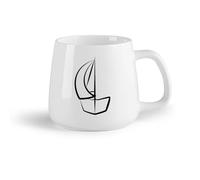 AYUEHBN Frutta in ceramica Tazze da caffè, tazze da tè e caffè Barca a vela Nave Silhouette Mare Oceano （14oz/400ml） Lavabile in lavastoviglie e adatto al microonde