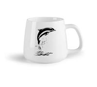 AYUEHBN Frutta in ceramica Tazze da caffè, tazze da tè e caffè Cartone animato animale marino delfino onde （14oz/400ml） Ottimo per casa, ufficio, bar, idee regalo