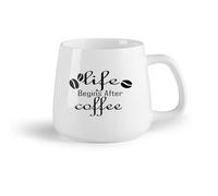 AYUEHBN Frutta in ceramica Tazze da caffè, tazze da tè e caffè Citazione scritta: La vita inizia dopo il bar （14oz/400ml） Lavabile in lavastoviglie