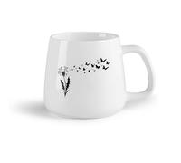 AYUEHBN Frutta in ceramica Tazze da caffè, tazze da tè e caffè Modelli floreali di farfalle e fiori di tarassaco （14oz/400ml） Un bel regalo di Natale