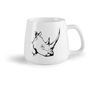 AYUEHBN Frutta in ceramica Tazze da caffè, tazze da tè e caffè Rinoceronte Animale Rinoceronte Zoo Tribale （14oz/400ml） Lavabile in lavastoviglie e adatto al microonde