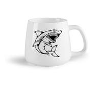 AYUEHBN Frutta in ceramica Tazze da caffè, tazze da tè e caffè Squalo Oceano Mare Animale Marino Tribale （14oz/400ml） per bevande calde, latte macchiato, cappuccino