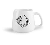 AYUEHBN Frutta in ceramica Tazze da tè, caffè e cioccolata calda Delfino contro squalo Mare Oceano Animali marini （14oz/400ml） Ideale per casa e ufficio