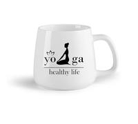 AYUEHBN Frutta in ceramica Tazze da tè, caffè e cioccolata calda Yoga Vita Sana Donna Ragazza Loto （14oz/400ml） per caffè, zuppa, tè, latte, latte macchiato, cioccolata calda, donna, uomo