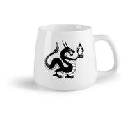 AYUEHBN Frutta in ceramica Tazze da tè e caffè eleganti Mito di fantasia del fuoco del drago cinese per bambini （14oz/400ml） e adatte al microonde