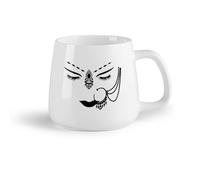 AYUEHBN Frutta in ceramica Tazze da tè e caffè eleganti Piercing al viso di una ragazza indù indiana, bellissimo viso di donna （14oz/400ml） Ristorante, ufficio