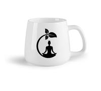 AYUEHBN Frutta in ceramica Tazze da tè e caffè eleganti Ragazza in meditazione nella posizione del loto, sala yoga Zen Sprout （14oz/400ml） per casa e ufficio