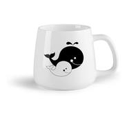 AYUEHBN Frutta in ceramica Tazze e tazzine alla moda Cartoni animati Famiglia Balene Mare Oceano Animali Asilo nido （14oz/400ml） Un bel regalo di Natale