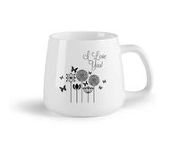 AYUEHBN Frutta in ceramica Tazze e tazzine alla moda Dente di leone, fiori, farfalle, amore, romanticismo （14oz/400ml） Cappuccino, latte macchiato, tè, espresso