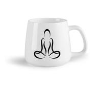 AYUEHBN Frutta in ceramica Tazze e tazzine alla moda Meditazione astratta in posizione del loto per ragazza yoga （14oz/400ml） per caffè, avena, tè, facile da pulire