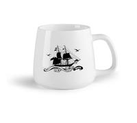 AYUEHBN Frutta in ceramica Tazze e tazzine alla moda Nave Marinaio Mare Vele Crociera Gabbiano Uccelli Onde （14oz/400ml） per tè, caffè, latte, cappuccino