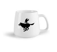 AYUEHBN Frutta in ceramica Tazze e tazzine alla moda Silhouette di animale che corre con lupo e uccello selvaggio （14oz/400ml） per tè, caffè, latte, cappuccino