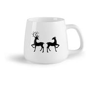 AYUEHBN Frutta in ceramica Tazze grandi per bevande calde Amore Famiglia Animali della foresta Cervi （14oz/400ml） Tazza da caffè in ceramica per cappuccino, tè, latte,