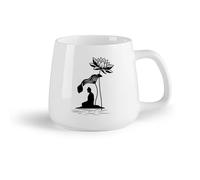 AYUEHBN Frutta in ceramica Tazze grandi per bevande calde Ginnastica Yoga Meditazione Fiori di Loto （14oz/400ml） Caffè, tè, latte macchiato, latte, cacao, succhi di frutta e altre bevande calde