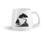 AYUEHBN Frutta in ceramica Tazze grandi per bevande calde Paesaggio marino Mare Nave Barca Nautico Isola （14oz/400ml） Perfetto per cucine, ristoranti e bar, ottima idea regalo