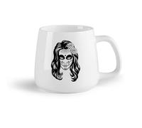 AYUEHBN Frutta in ceramica Tazze grandi per bevande calde Testa di ragazza messicana del Giorno dei Morti （14oz/400ml） Perfetto per cucine, ristoranti e bar, ottima idea regalo