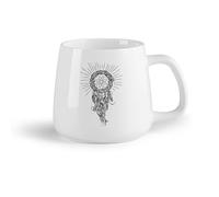 AYUEHBN Frutta in ceramica Tazze in ceramica con manici Acchiappasogni Amuleto Stile Mare Piume Conchiglie （14oz/400ml） Cappuccino, latte macchiato, tè, espresso