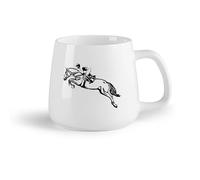 AYUEHBN Frutta in ceramica Tazze in ceramica con manici Animale Cavallo da corsa Stallone Fantino Salto Cavallo （14oz/400ml） Uso in bar o ristorante