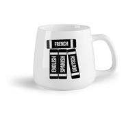 AYUEHBN Frutta in ceramica Tazze in ceramica per caffè, latte e tè Biblioteca e libreria di dizionari （14oz/400ml） per bevande calde, latte macchiato, cappuccino