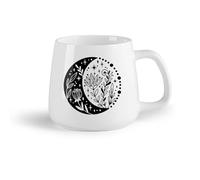 AYUEHBN Frutta in ceramica Tazze in ceramica per caffè, latte e tè Fiore floreale a mezzaluna Boho mistico （14oz/400ml） Cappuccino, latte macchiato, tè, espresso