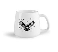 AYUEHBN Frutta in ceramica Tazze in ceramica per caffè, latte e tè Piume di gufo volante tribale notturno con ali （14oz/400ml） per espresso, set da tè