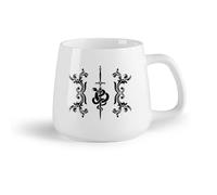 AYUEHBN Frutta in ceramica Tazze in ceramica per caffè, latte e tè Simbolo tribale di spada, serpente e fiori （14oz/400ml） Ottimo regalo per gli innamorati