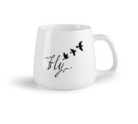 AYUEHBN Frutta in ceramica Tazze in ceramica per caffè, latte e tè Vola Parola Uccello Libertà zione （14oz/400ml） per bevande calde, latte macchiato, cappuccino