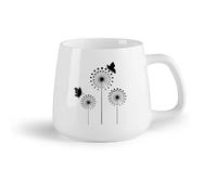 AYUEHBN Frutta in ceramica Tazze in gres per caffè, tè, Bellissimo vinile floreale con fiori di tarassaco e farfalle （14oz/400ml） Un bel regalo di Natale